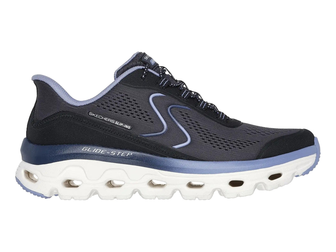 Tenis Skechers Glide-Step Sole Negro y Azul para Mujer