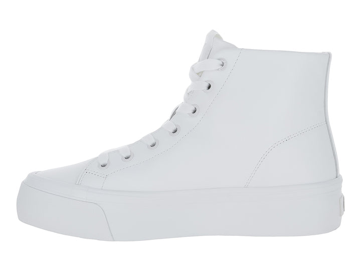 Tenis blancos de bota con suela de plataforma de la marca Calvin Klein Jeans.