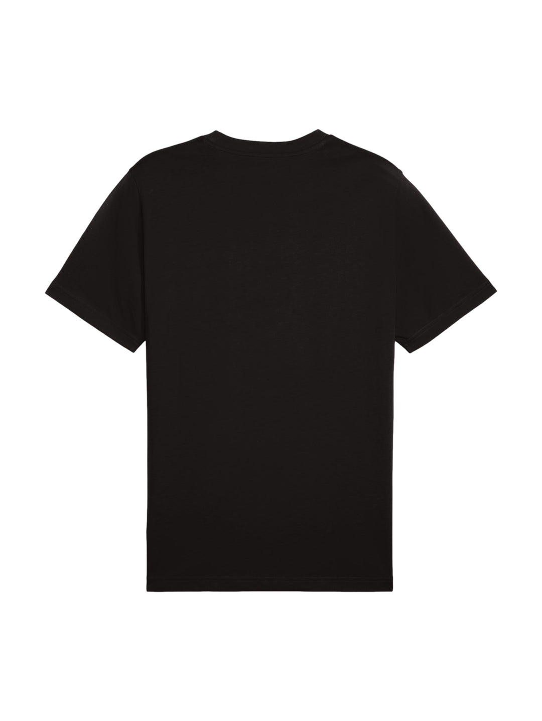 Hombre vistiendo una camiseta deportiva PUMA de color negro con logotipo blanco en el pecho.