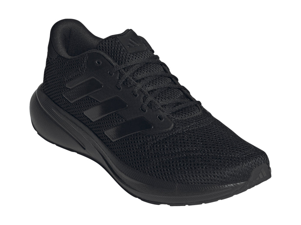 Tenis deportivos Adidas Response Runner en color negro total, vista lateral.
