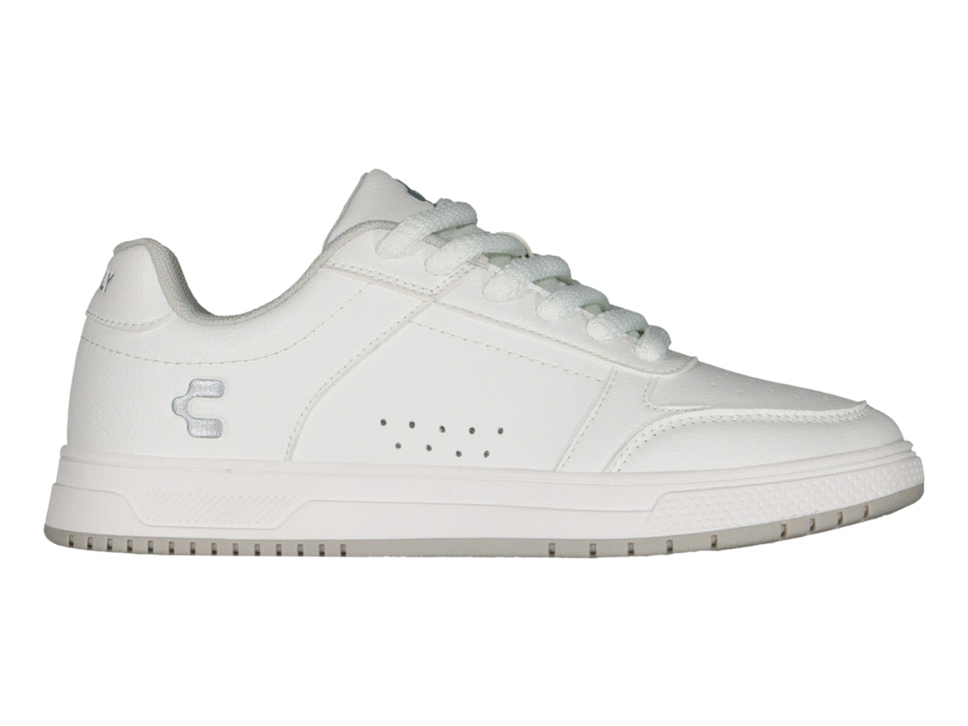 Tenis deportivos Charly color blanco con suela blanca y cordones, diseño urbano.