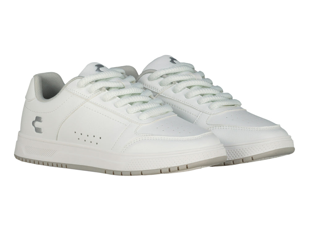 Tenis deportivos Charly color blanco con suela blanca y cordones, diseño urbano.