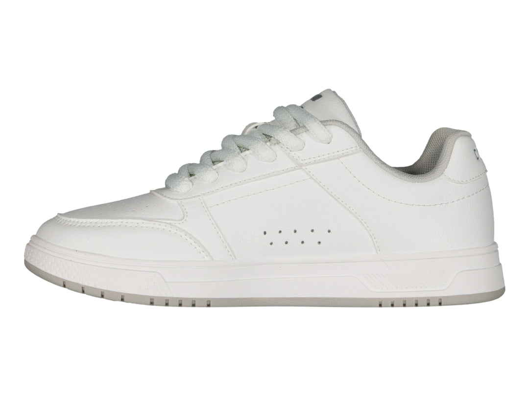 Tenis deportivos Charly color blanco con suela blanca y cordones, diseño urbano.
