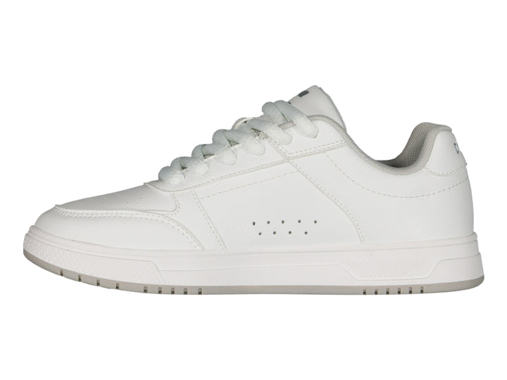Tenis deportivos Charly color blanco con suela blanca y cordones, diseño urbano.