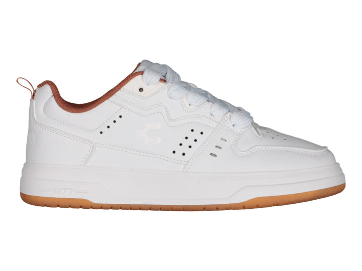 Tenis Charly blancos con suela y forro interior color café, estilo urbano.