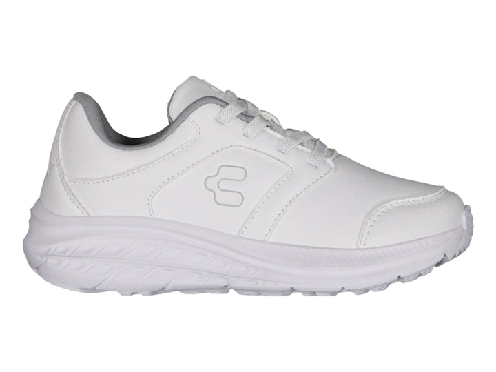 Tenis casuales Charly en color blanco con suela blanca y cordones.