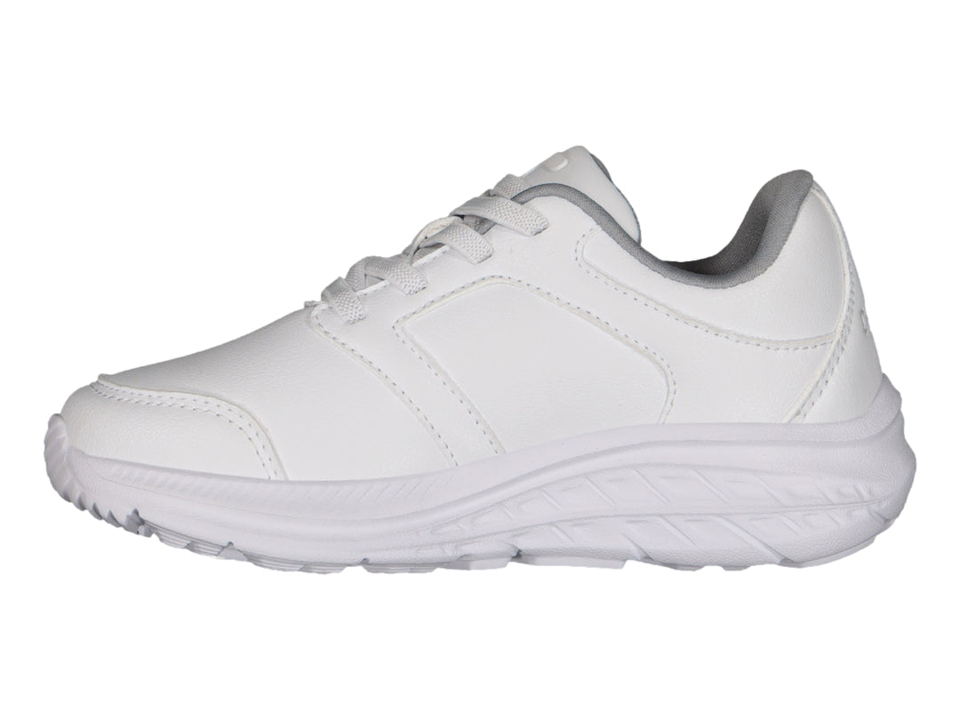 Tenis casuales Charly en color blanco con suela blanca y cordones.