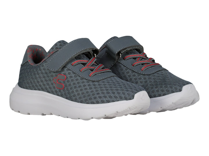 Tenis Charly Road Casual Gris y Rojo para Niño