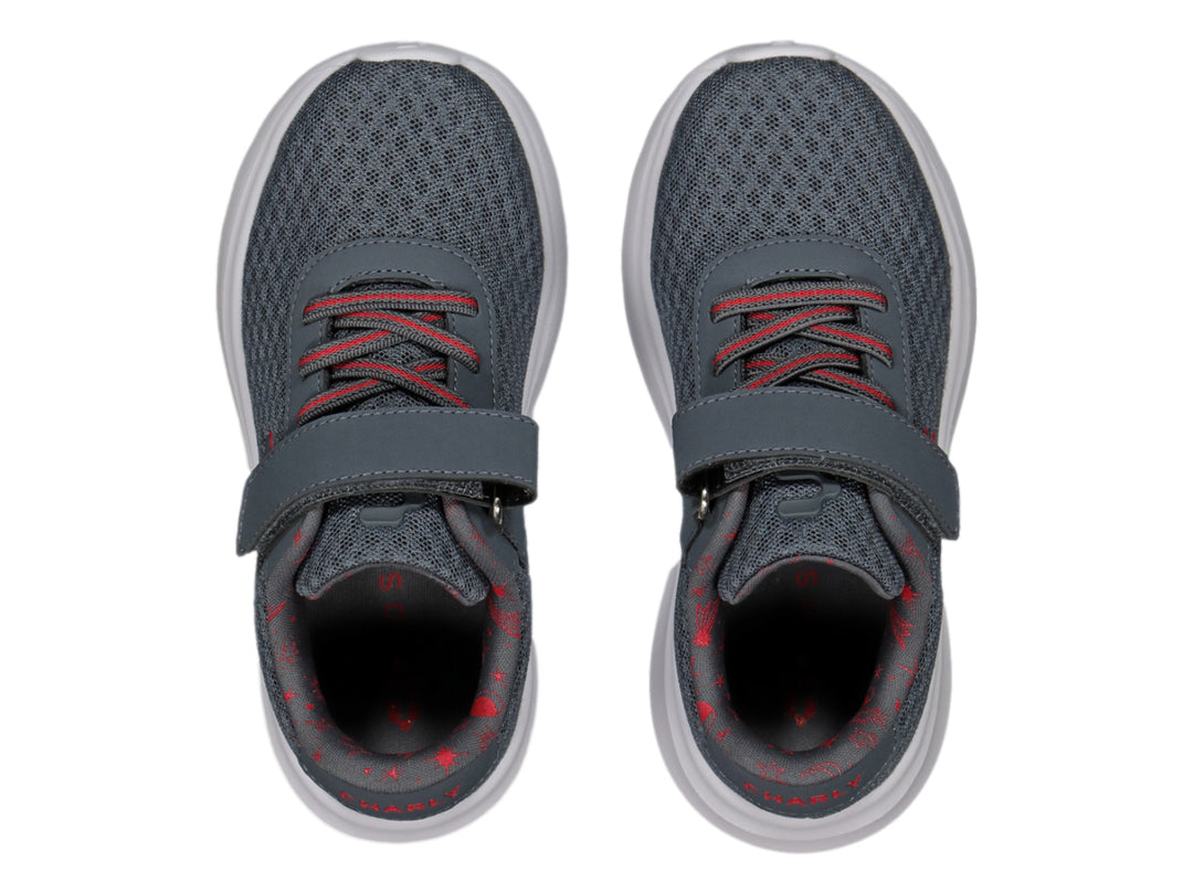 Tenis Charly Road Casual Gris y Rojo para Niño