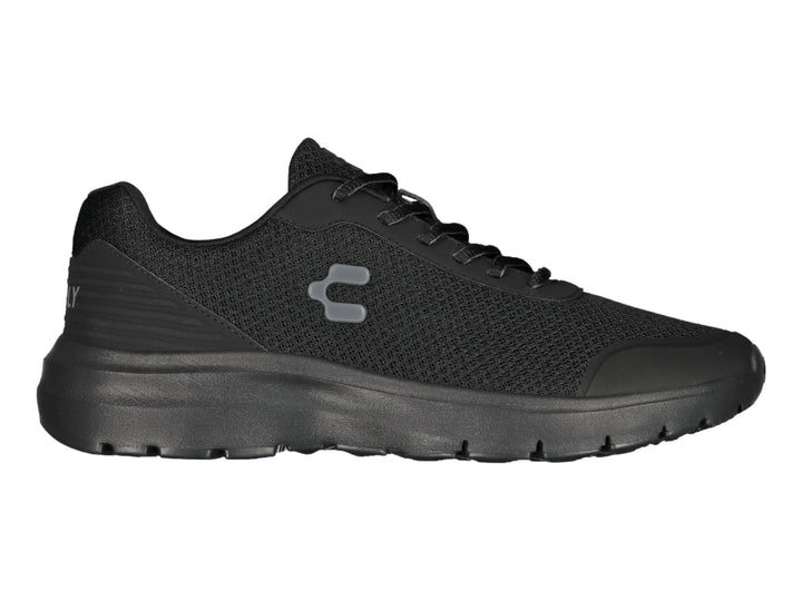 Tenis Charly Road Casual en color negro total con tejido de malla y suela cómoda.