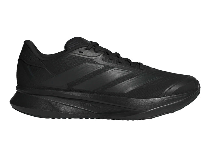 Tenis deportivos Adidas Duramo SL2 en color negro total, vista lateral sobre fondo blanco.
