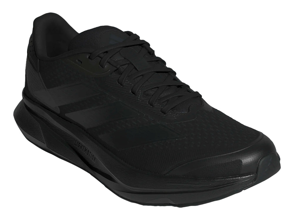 Tenis deportivos Adidas Duramo SL2 en color negro total, vista lateral sobre fondo blanco.