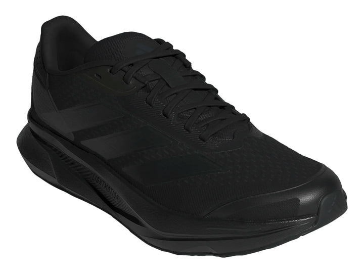 Tenis deportivos Adidas Duramo SL2 en color negro total, vista lateral sobre fondo blanco.