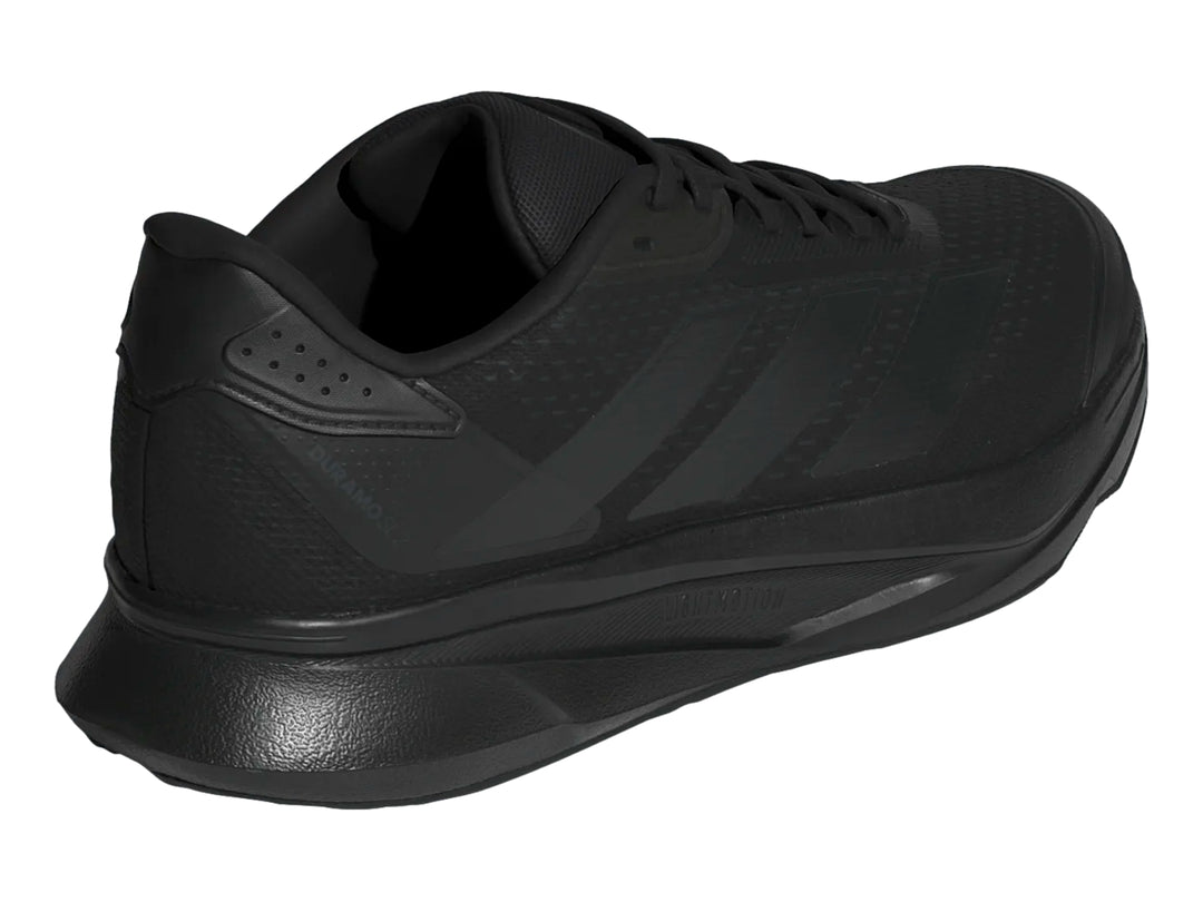 Tenis deportivos Adidas Duramo SL2 en color negro total, vista lateral sobre fondo blanco.