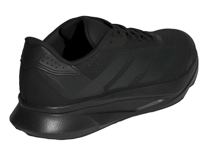 Tenis deportivos Adidas Duramo SL2 en color negro total, vista lateral sobre fondo blanco.