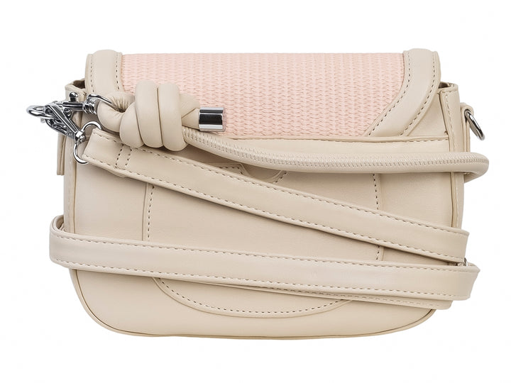 Bolso de hombro Unibella en color rosa con panel frontal texturizado y bordes lisos.