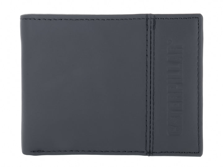 Cartera Caterpillar de color negro para hombre con logo grabado en relieve.