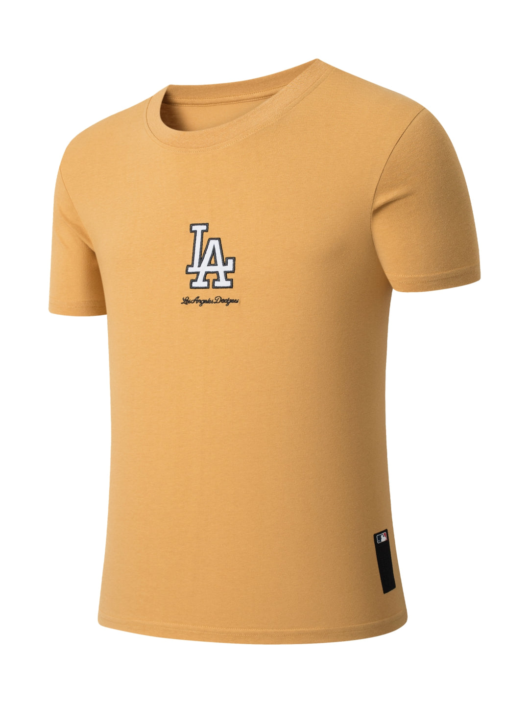 Camiseta amarilla de manga corta con logo de Los Angeles Dodgers en el pecho.
