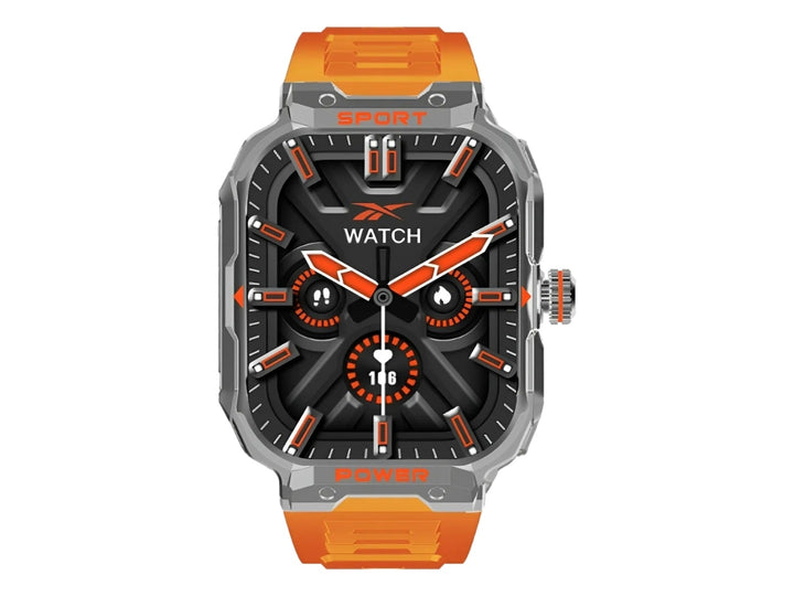 Smartwatch Reebok RB Watch EB color naranja con audífonos inalámbricos integrados en la correa.