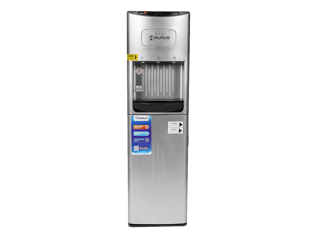 Dispensador de agua oculto Aurus AWD21 en color silver con acabado metálico y diseño moderno.