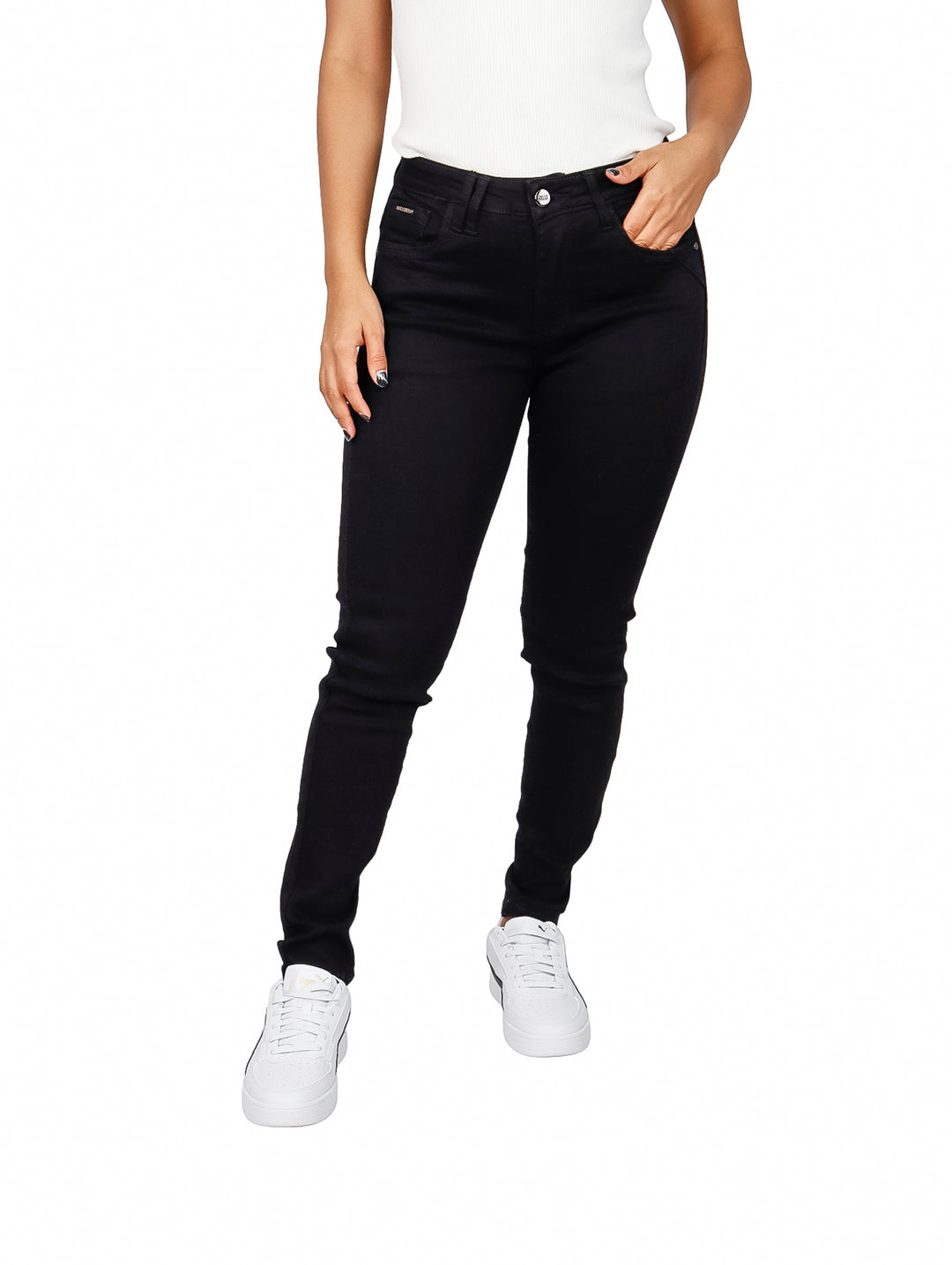 Jeans Tubo Dolce and Amaro Negro para Mujer