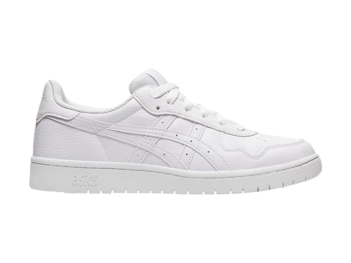 Tenis ASICS color blanco, vista lateral, estilo casual y deportivo.
