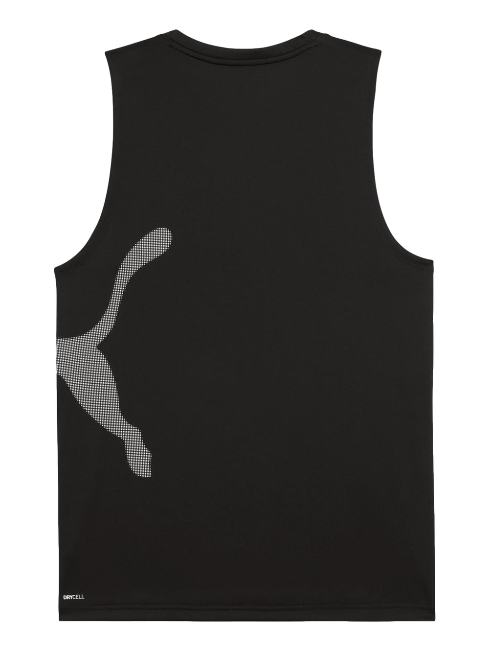 Camiseta sin mangas color negro de la marca PUMA con un logo grande en el costado.