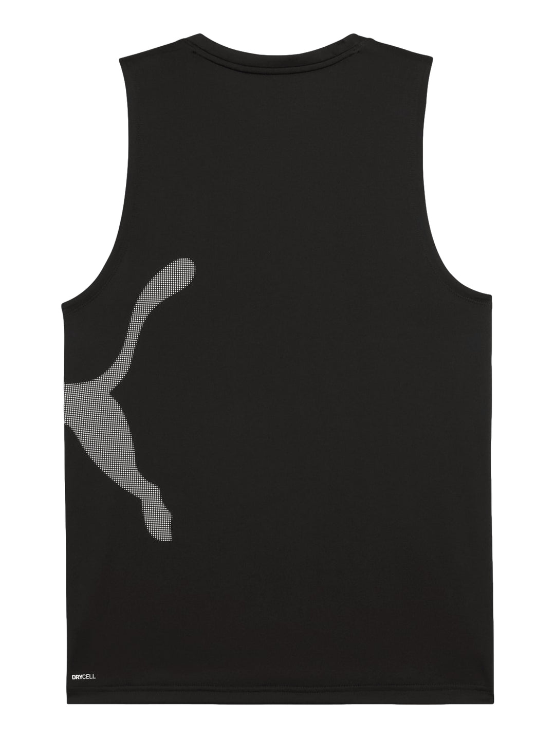 Camiseta sin mangas color negro de la marca PUMA con un logo grande en el costado.