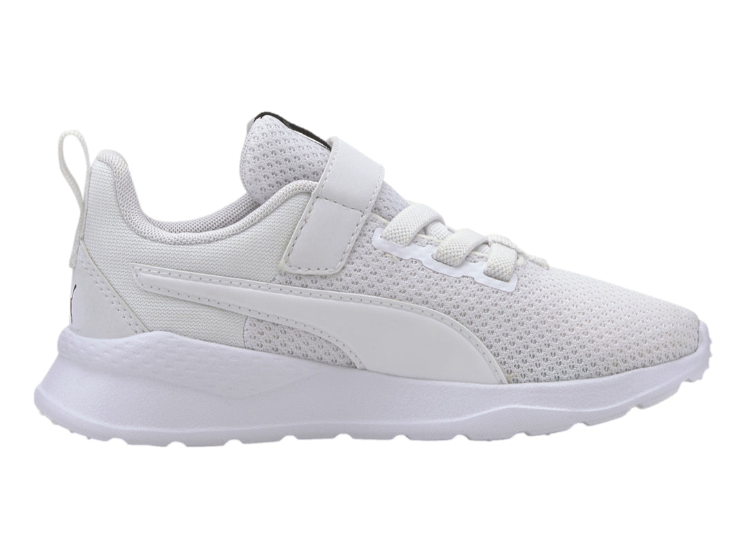 Tenis deportivos PUMA Anzarun Lite AC+ PS para Niño en color blanco con cierre de velcro y malla transpirable.