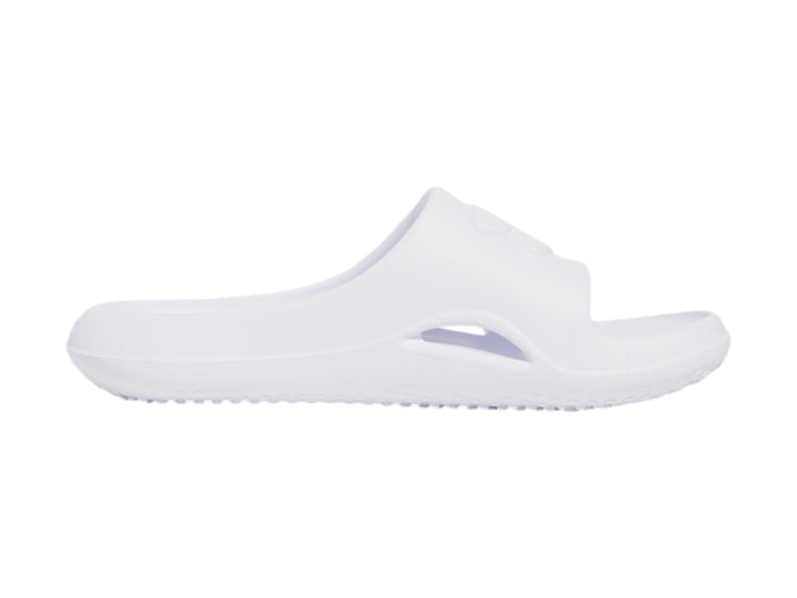 Sandalia Under Armour modelo UA Locker en color blanco, vista lateral sobre fondo blanco.