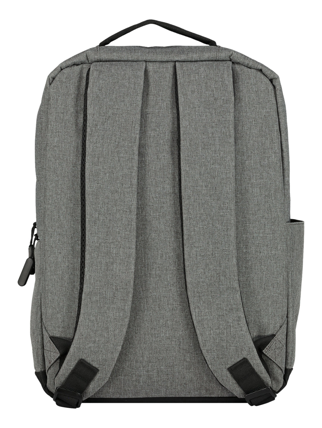 Mochila escolar color gris con base y detalles en negro, marca Charly.