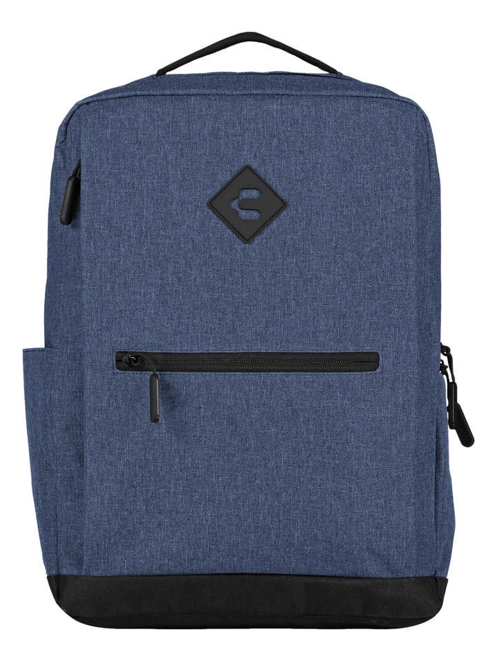 Mochila escolar Charly color azul petróleo con base y detalles en negro.