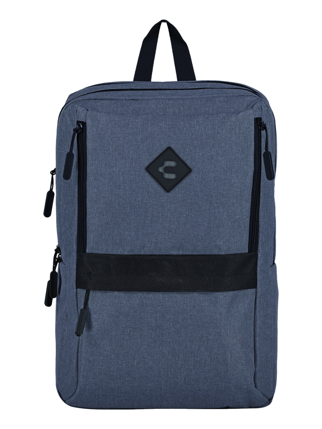 Mochila deportiva color azul con detalles en negro y logotipo central de la marca Charly.