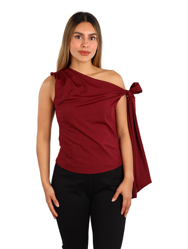 Blusa XIXI Color Burgundy con Moño para Mujer