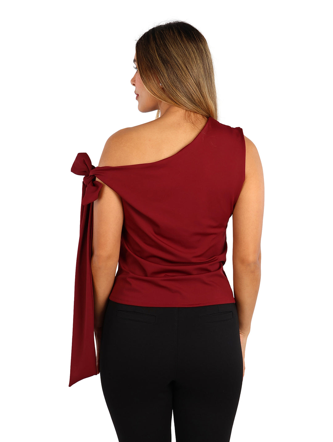 Blusa XIXI Color Burgundy con Moño para Mujer