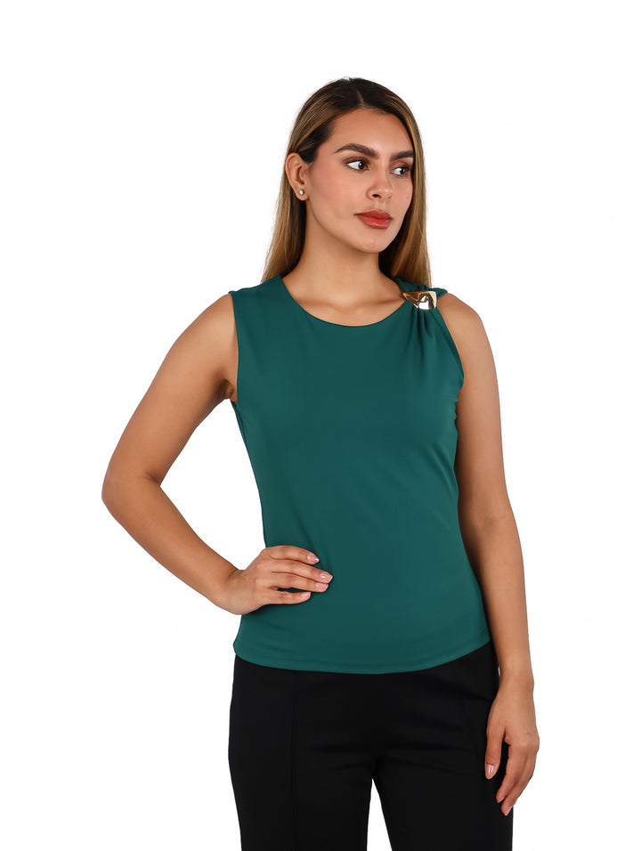 Blusa XIXI Verde Hunter con Detalle para Mujer