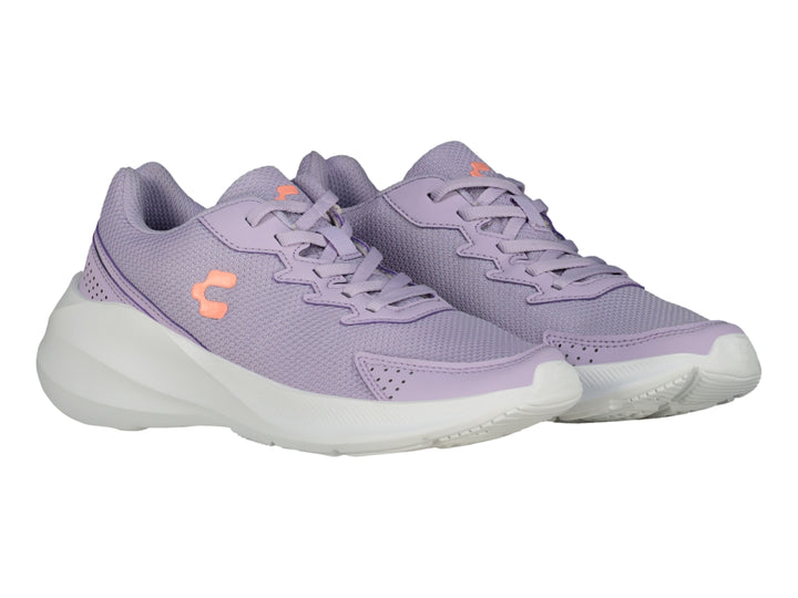 Tenis deportivos Charly color lila con suela blanca y tejido de malla.