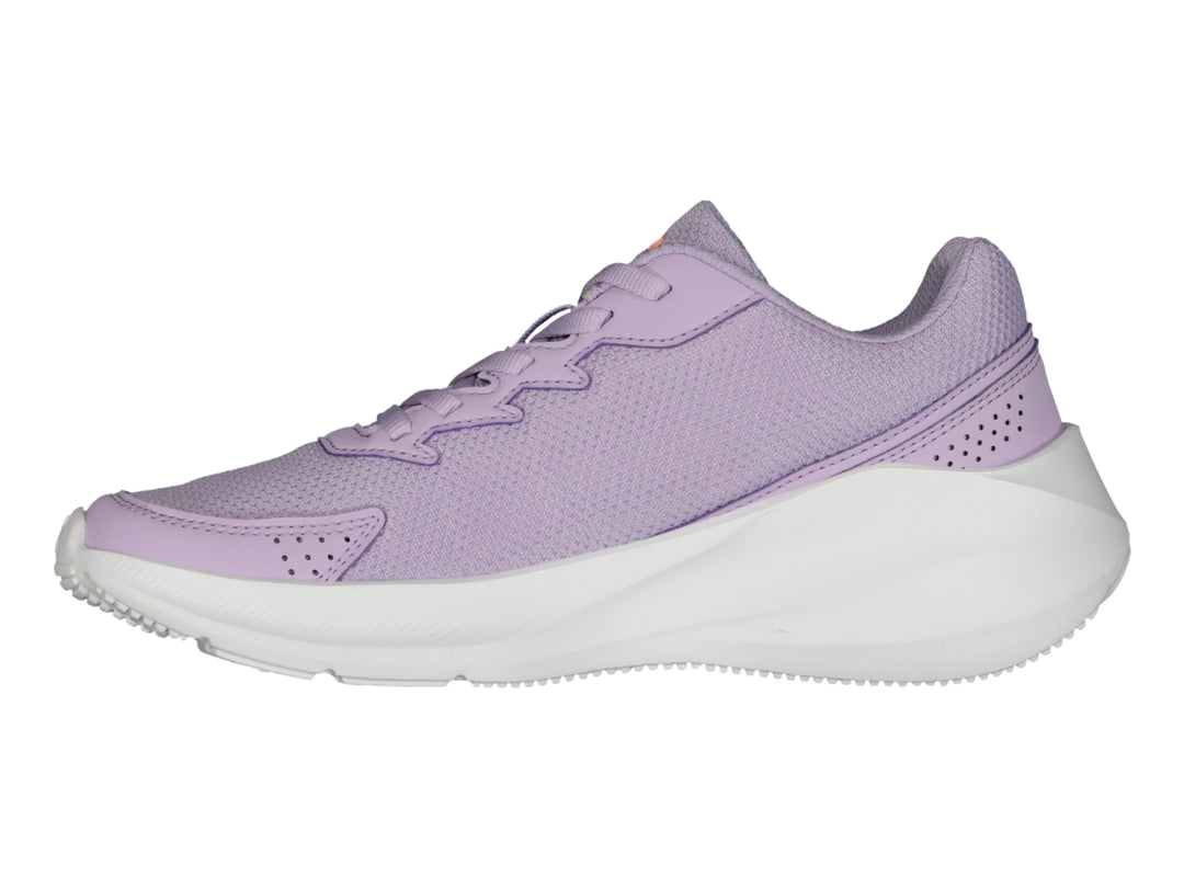 Tenis deportivos Charly color lila con suela blanca y tejido de malla.