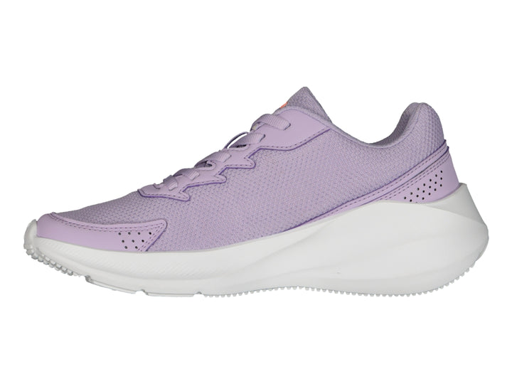 Tenis deportivos Charly color lila con suela blanca y tejido de malla.