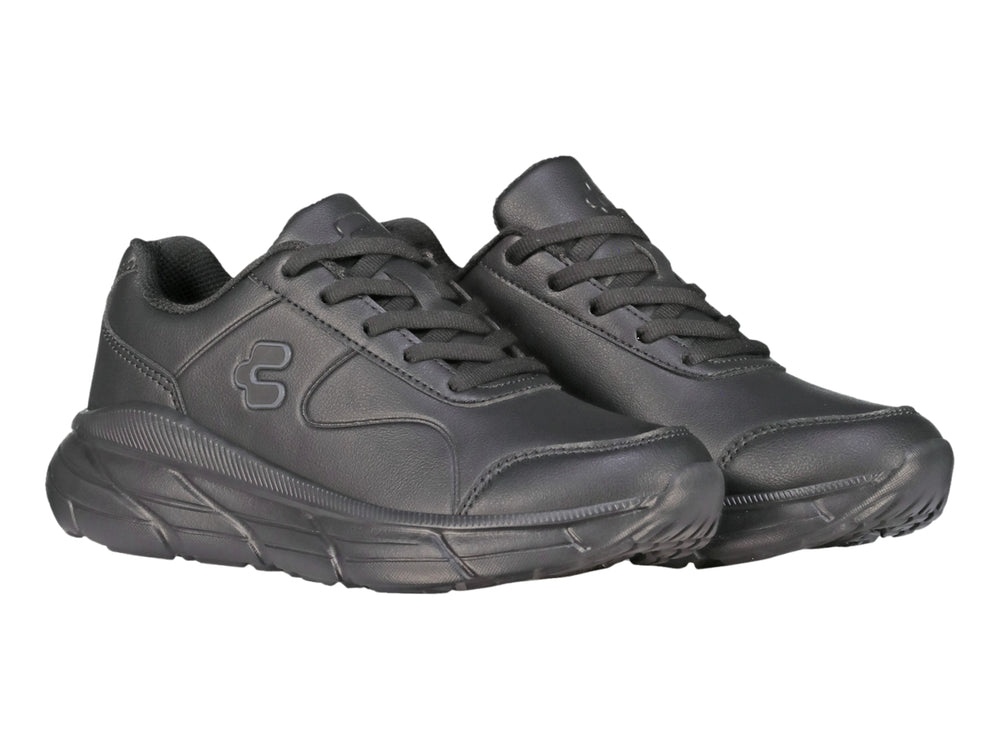 Tenis deportivos Charly color negro total con suela robusta y diseño moderno.