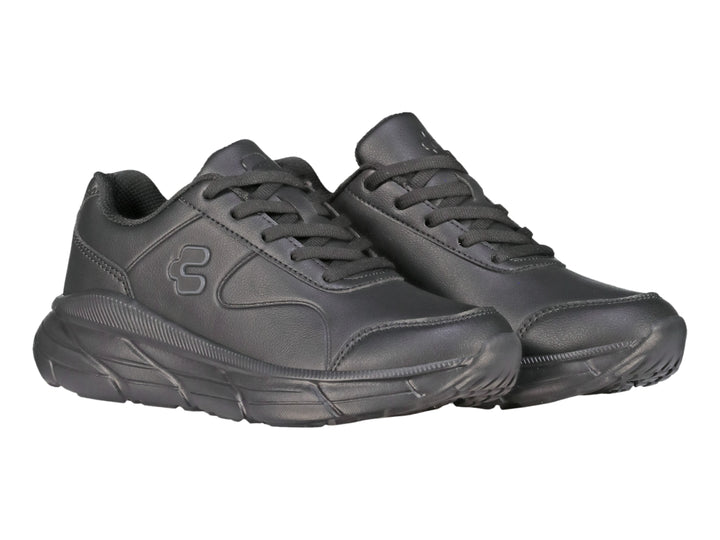 Tenis deportivos Charly color negro total con suela robusta y diseño moderno.