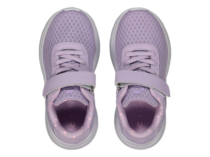 Tenis deportivos color lila con suela blanca y cierre de velcro para Niño.