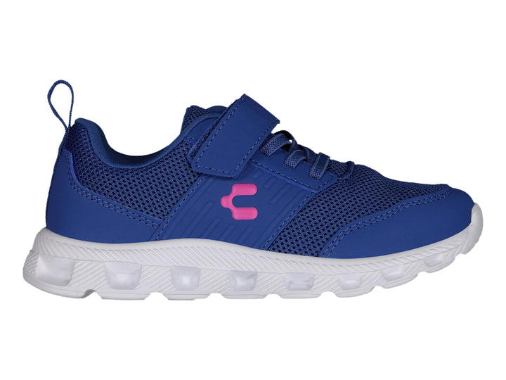 Tenis deportivos Charly color azul con suela blanca y ajuste de velcro para Niño.