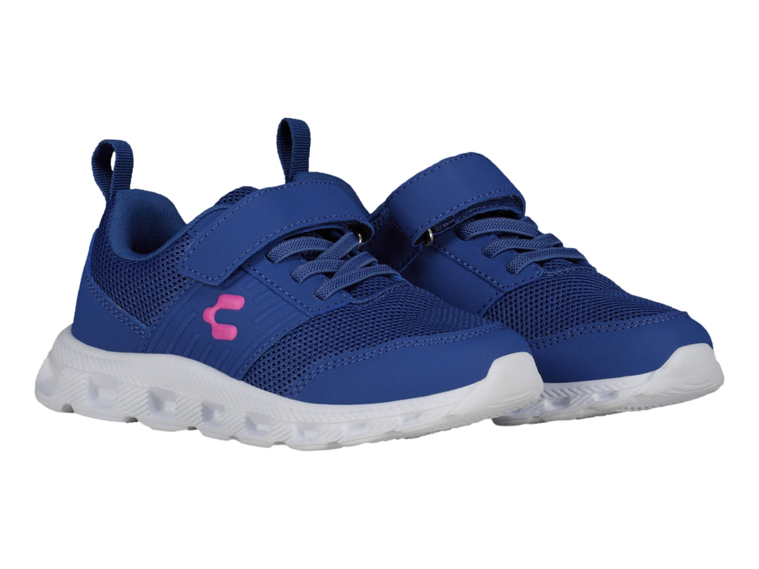 Tenis deportivos Charly color azul con suela blanca y ajuste de velcro para Niño.