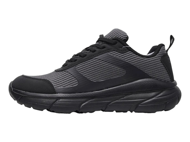 Tenis deportivos Charly color gris y negro para hombre con suela gruesa y tejido de malla.