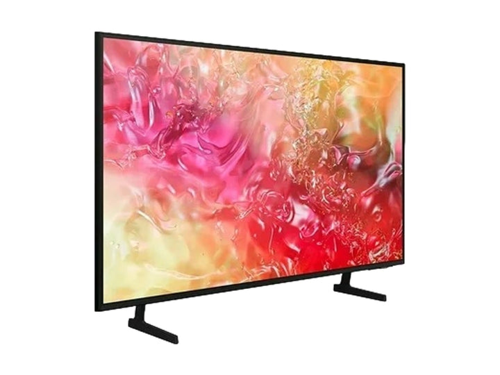 Televisor Samsung 4K Smart TV de 75 pulgadas en color negro con marco delgado y soporte.