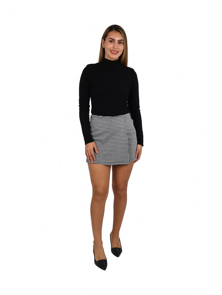 Short Falda Frikha Vichy Blanco y Negro para Mujer