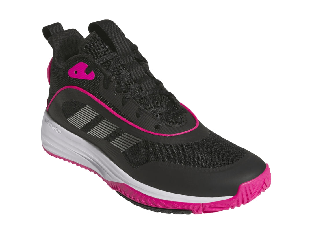 Tenis deportivos Adidas OwnTheGame 3.0 en colores negro y rosa con suela blanca y rosa.