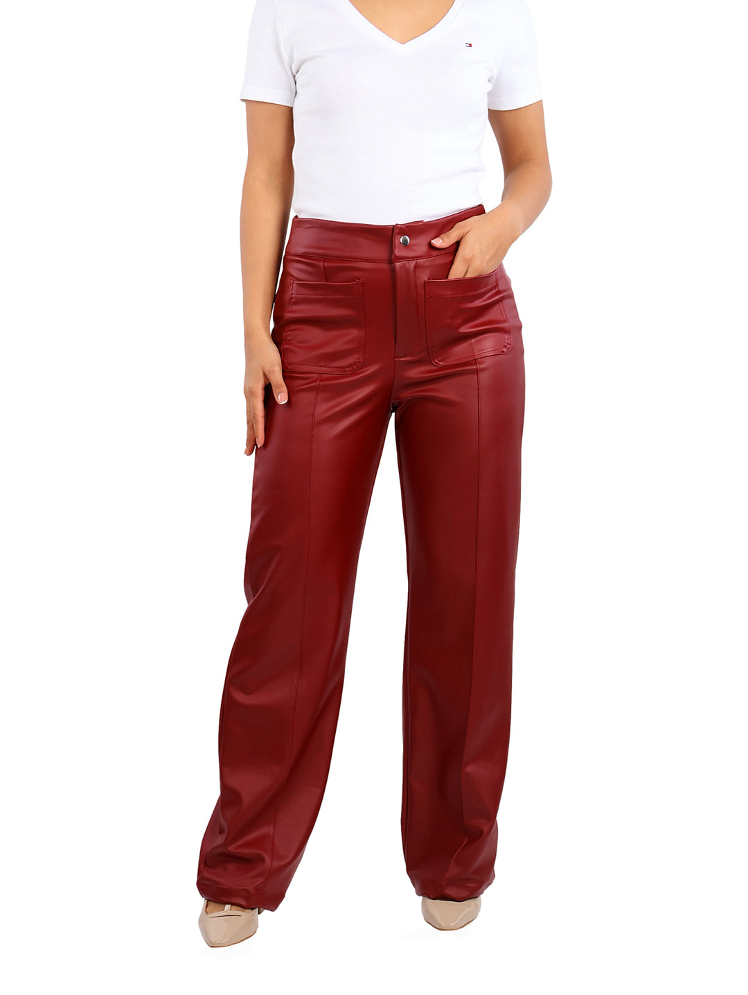 Pantalón Exotica de Vinipiel Tinto para Mujer