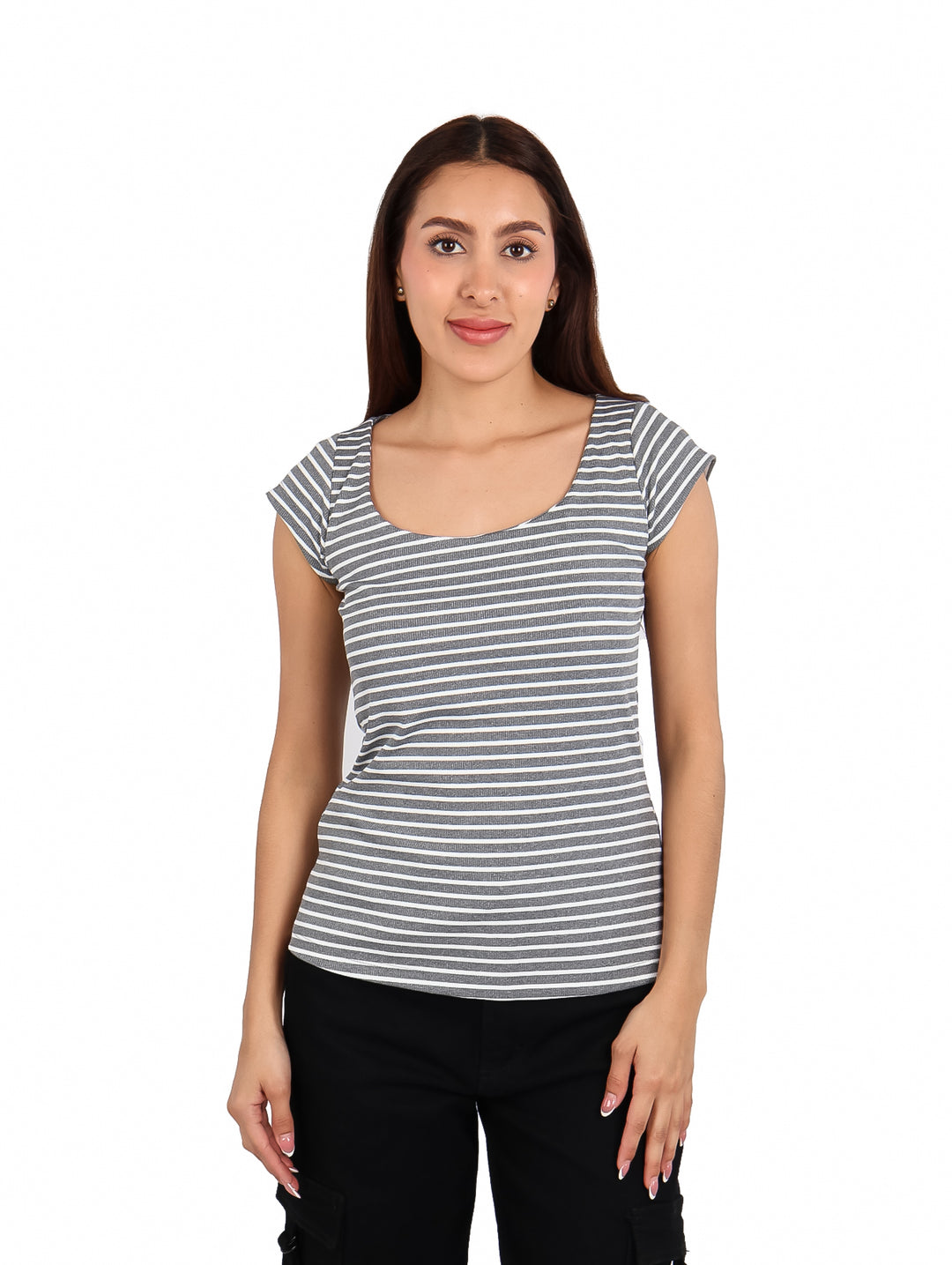 Blusa Exotica Rayas Gris para Mujer